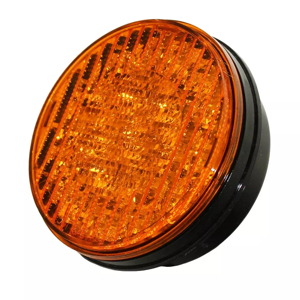 019-01-181 Amber 4" Round LED Light 12 / 24 Multi Volt T Light Turn Signal