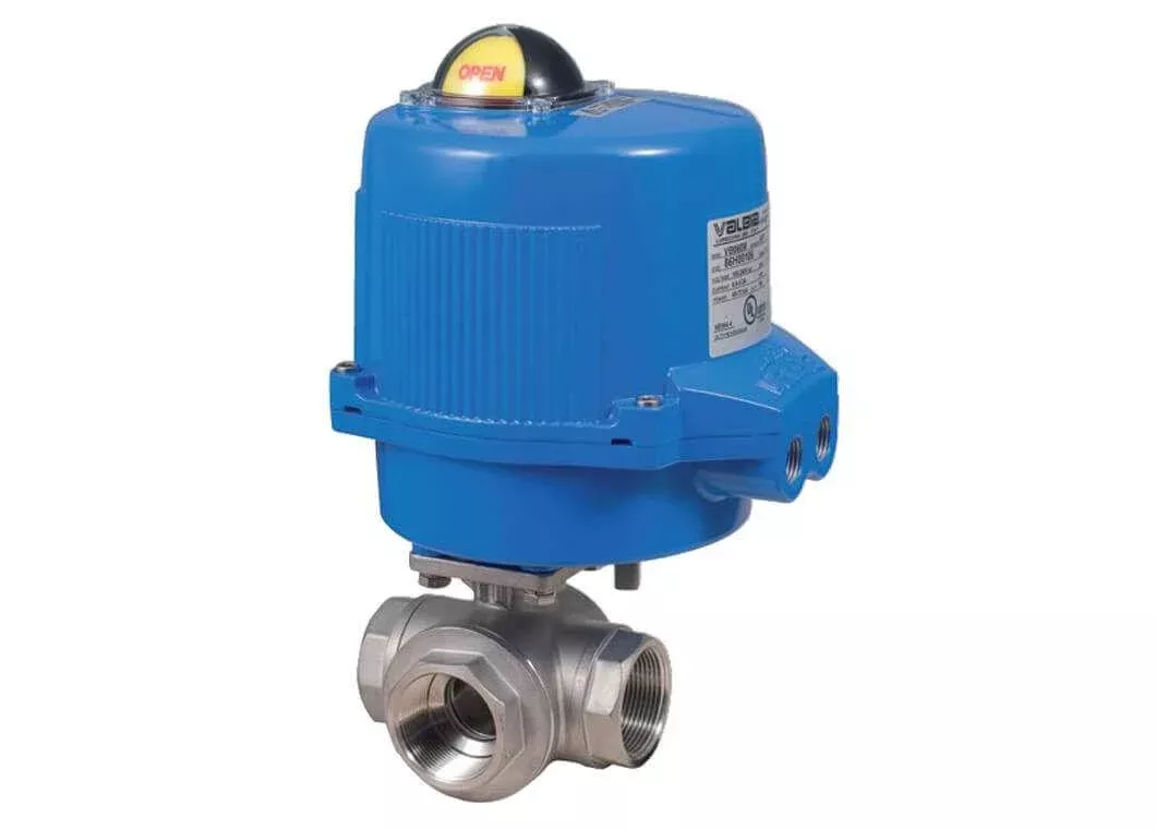1-1/2" Bonomi M8E072-00 - Ball Valve, 3-way, L-Port, Stainless Steel, FNPT Threaded, Full Port, with Metal Electric Actuator