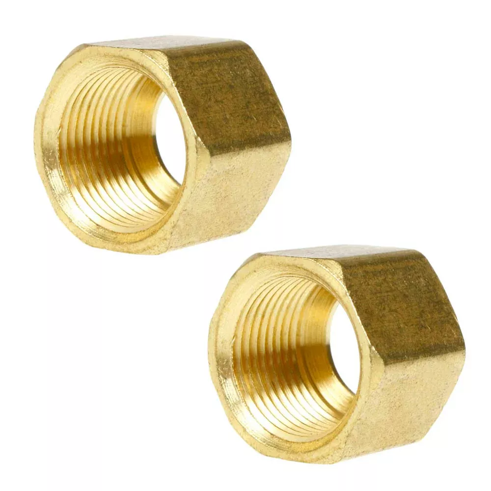 1/2" Compression Nut Hex Shape 11/16"-20 Brass Fitting - 2 Pack