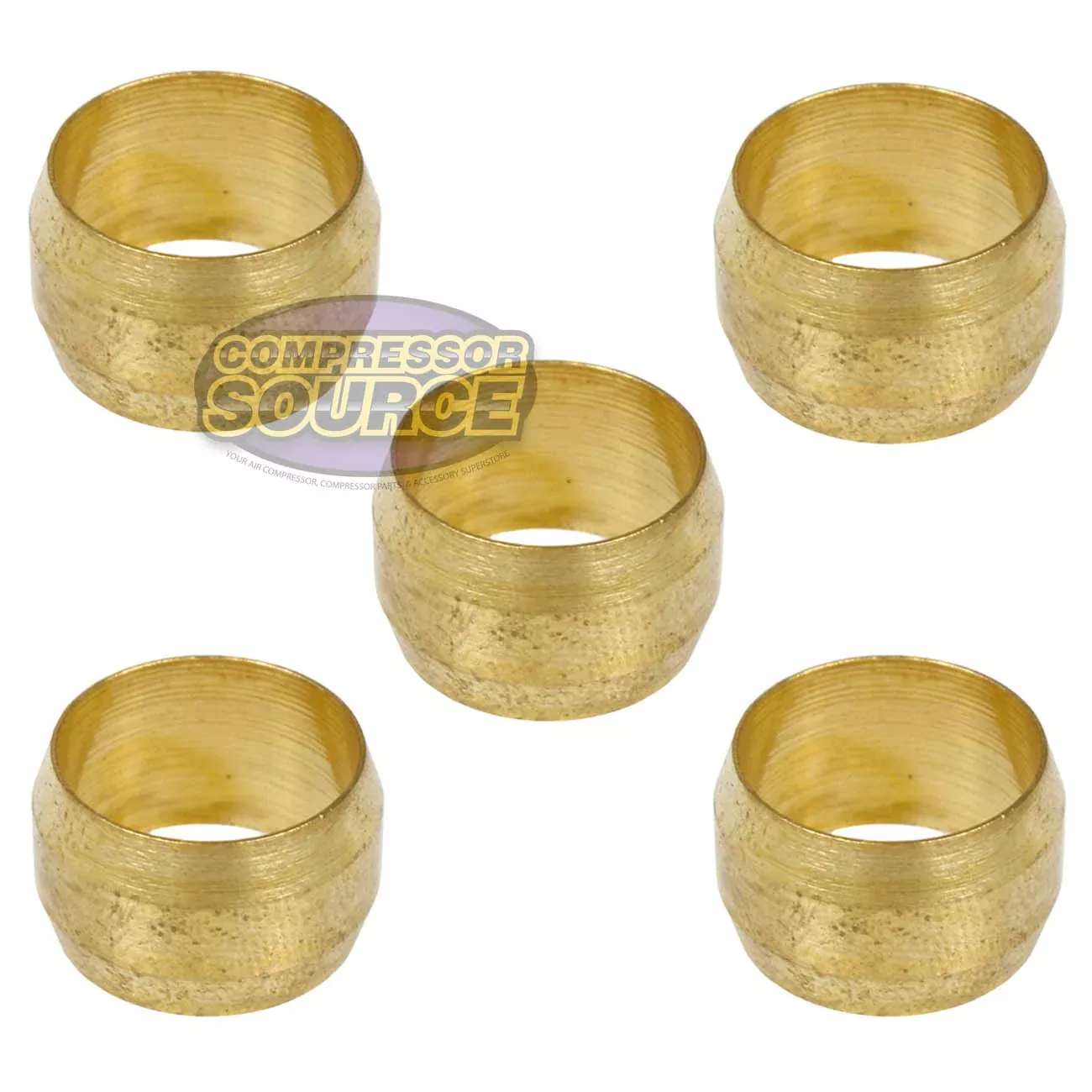 1/2" Compression Sleeve Solid Brass Ferrule - 5 Pack