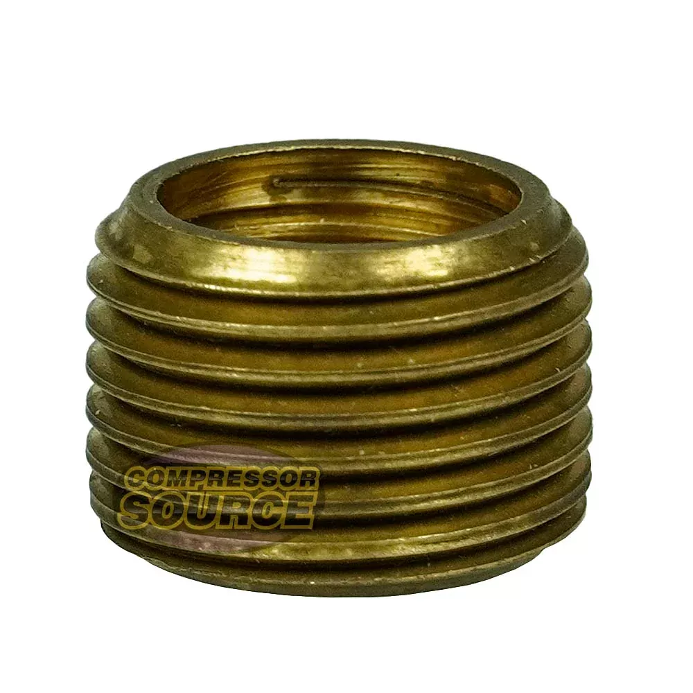 1/2" Male NPT Outer x 3/8" Female NPT Inner Solid Brass Socket Bushing