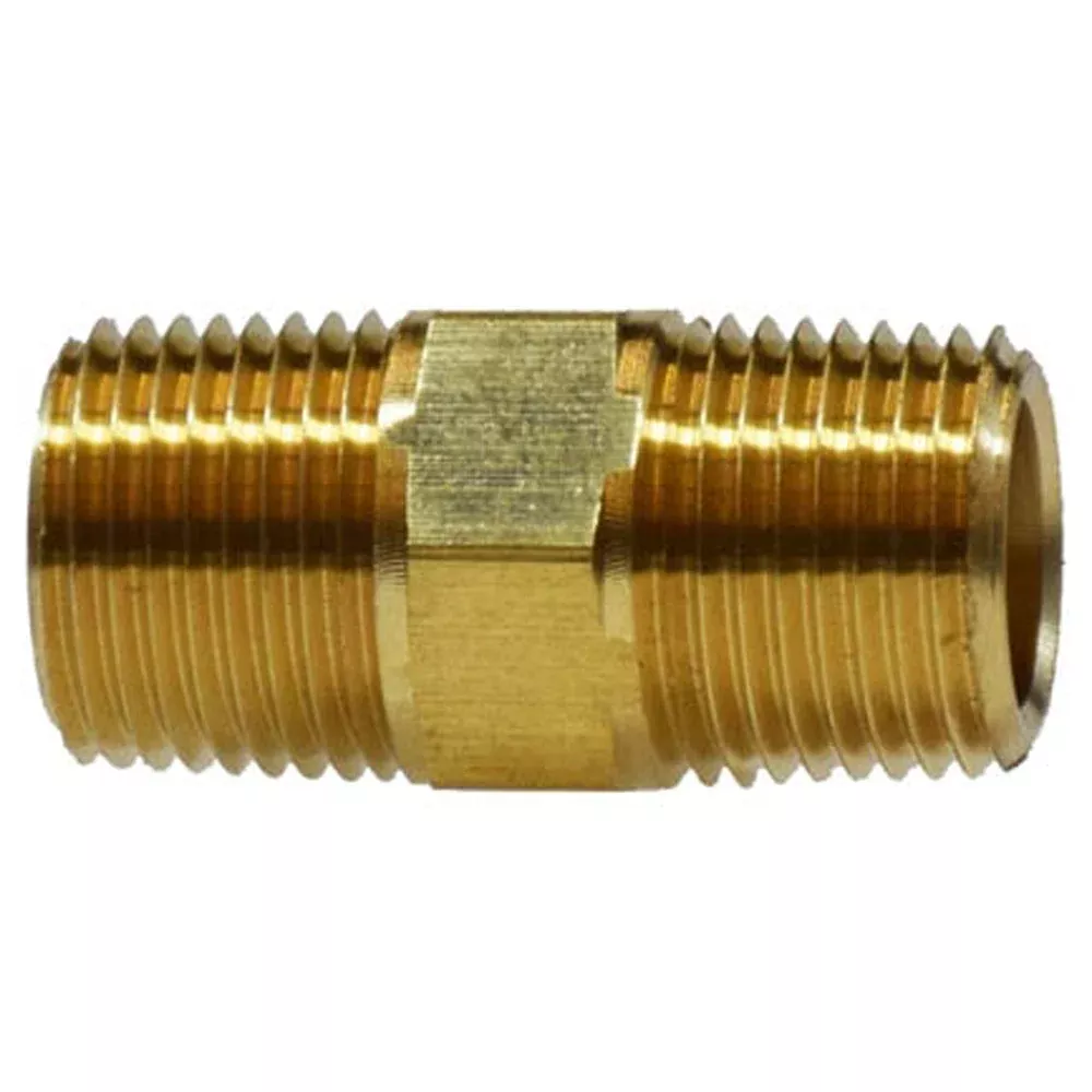 1/2" Male NPTF Hex Nipple Brass Straight Pipe Fitting 1200 PSI