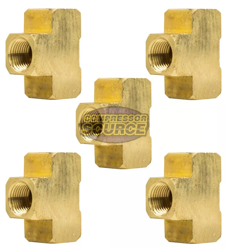 1/2" NPT Female Solid Brass Union Tee T Joint Pipe Hose Connector 5 Pa