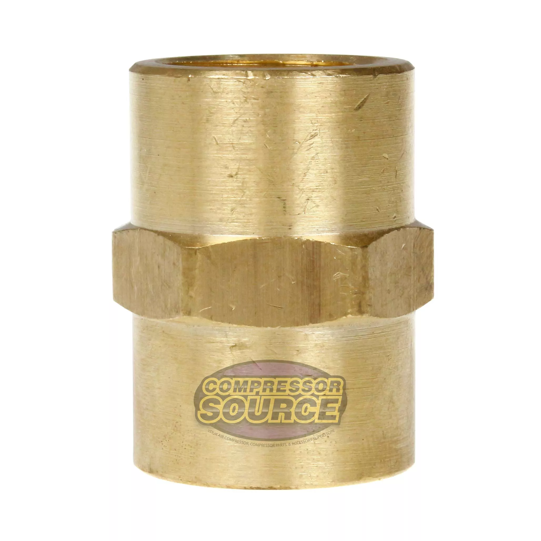 1/2" NPTF Hex Coupling Solid Yellow Brass Pipe Fitting 1200 PSI Maximu