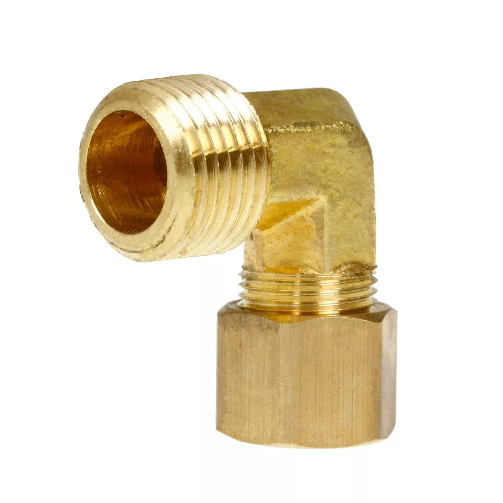 1/2" x 1/2" Compression x Male NPTF 90° Degree Forged Elbow Solid Bras