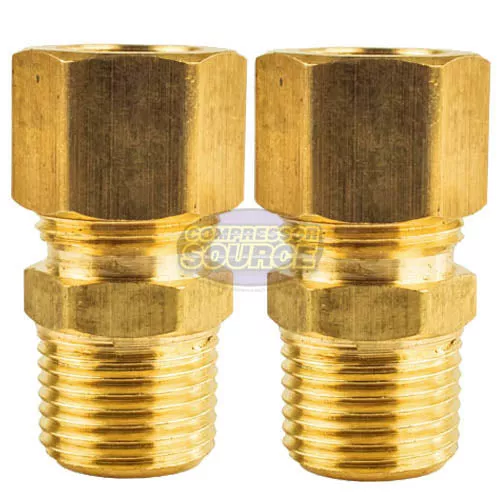 1/2" x 3/8" MNPT Connector Brass Compression Fitting for 1/2" OD Tube