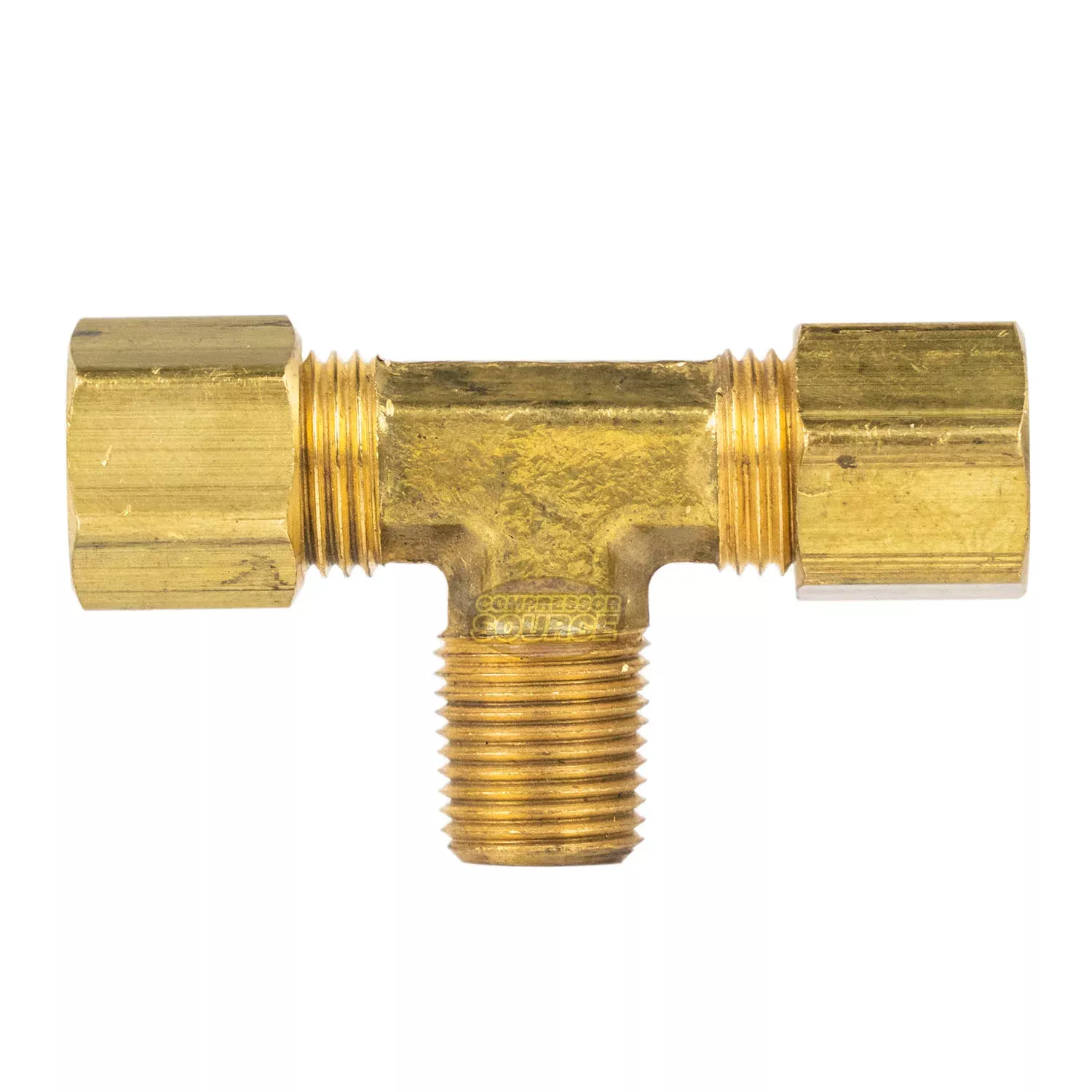 1/4" Compression Tee Fitting with 1/8" Male NPT Thread Brass Male Bran