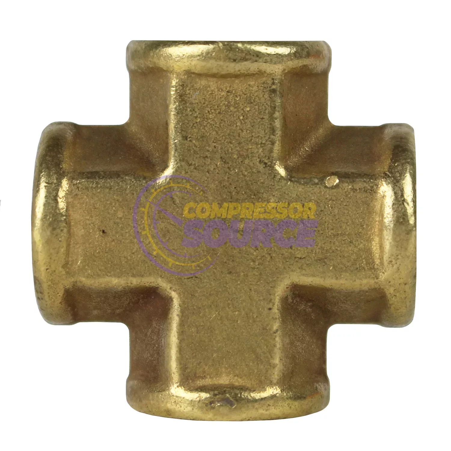 1/4" Female NPTF Forged Cross Solid Brass Multi Directional Pipe Fitti