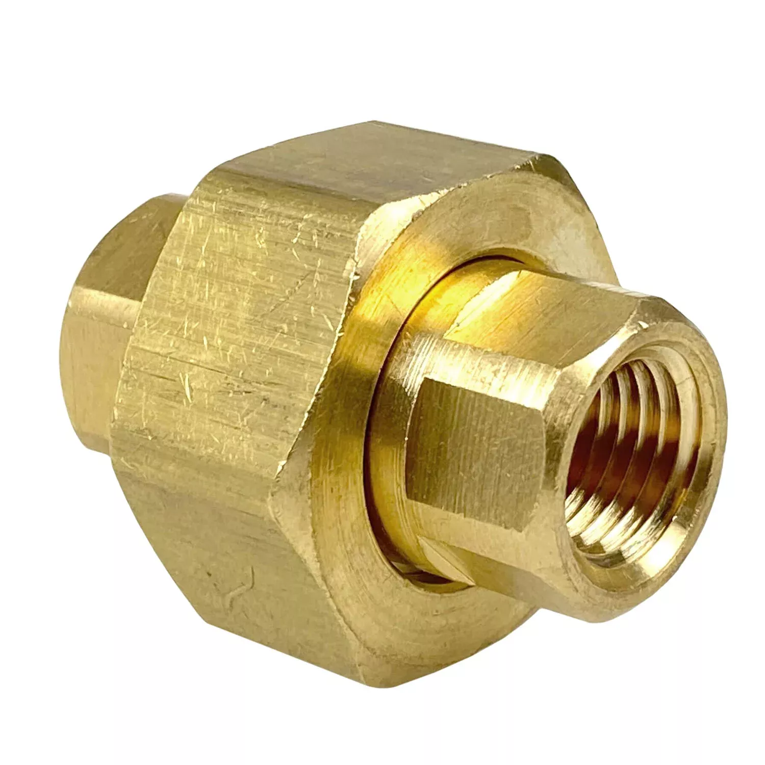 1/4" NPT Female Solid Brass Three Piece Pipe Union Fitting Adapter