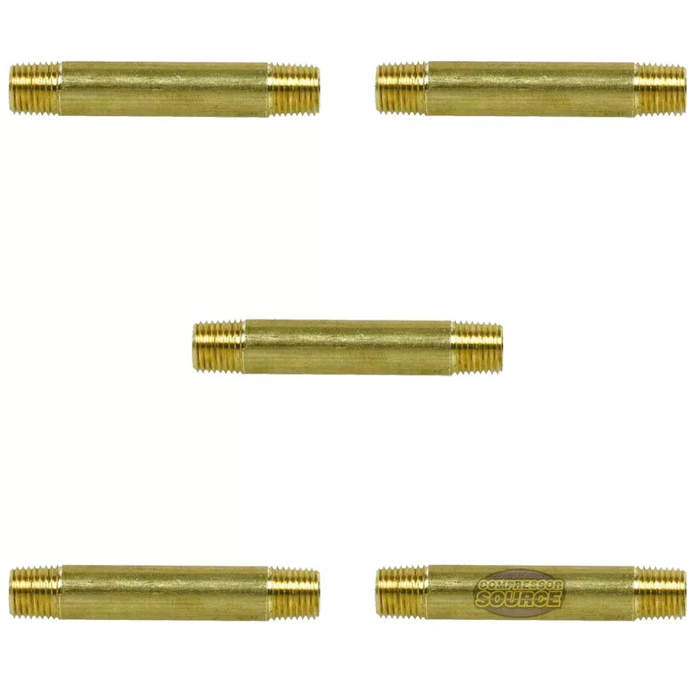 1/4" NPT X 3" Long Solid Yellow Brass Nipple Extension 1200 PSI Max 11