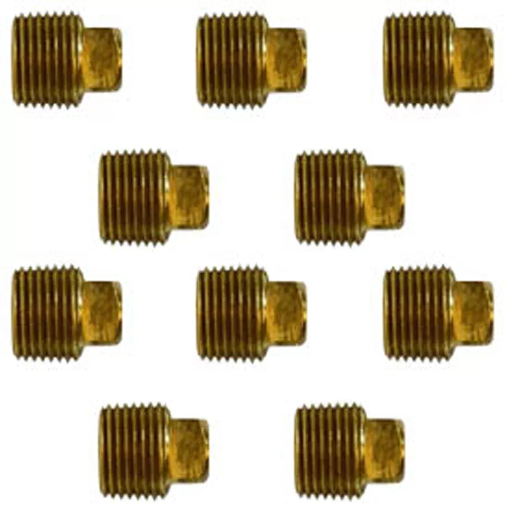1/4" NPTF Square Head Barstock Plug Brass End Cap Pipe Fitting 10 Pack