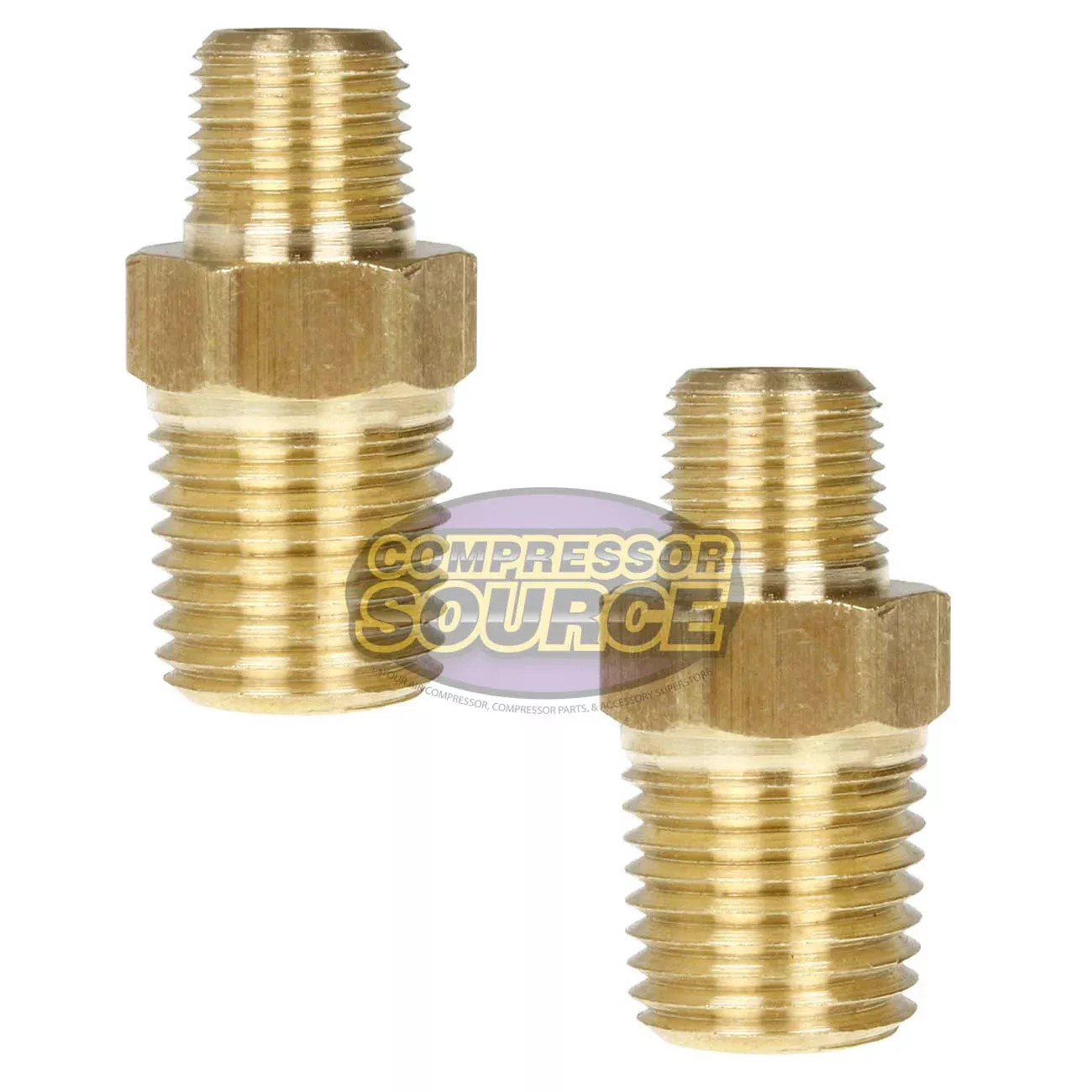 1/4" x 1/8" Male NPTF Pipe Reducing Hex Nipple Solid Brass Pipe Fittin