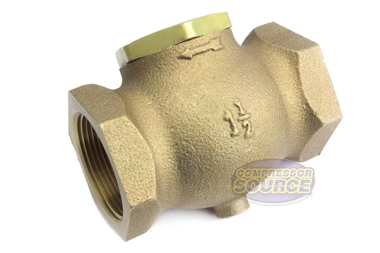 ﻿1.5" Solid Cast Brass Check Valve In Line Horizontal Air Compressor