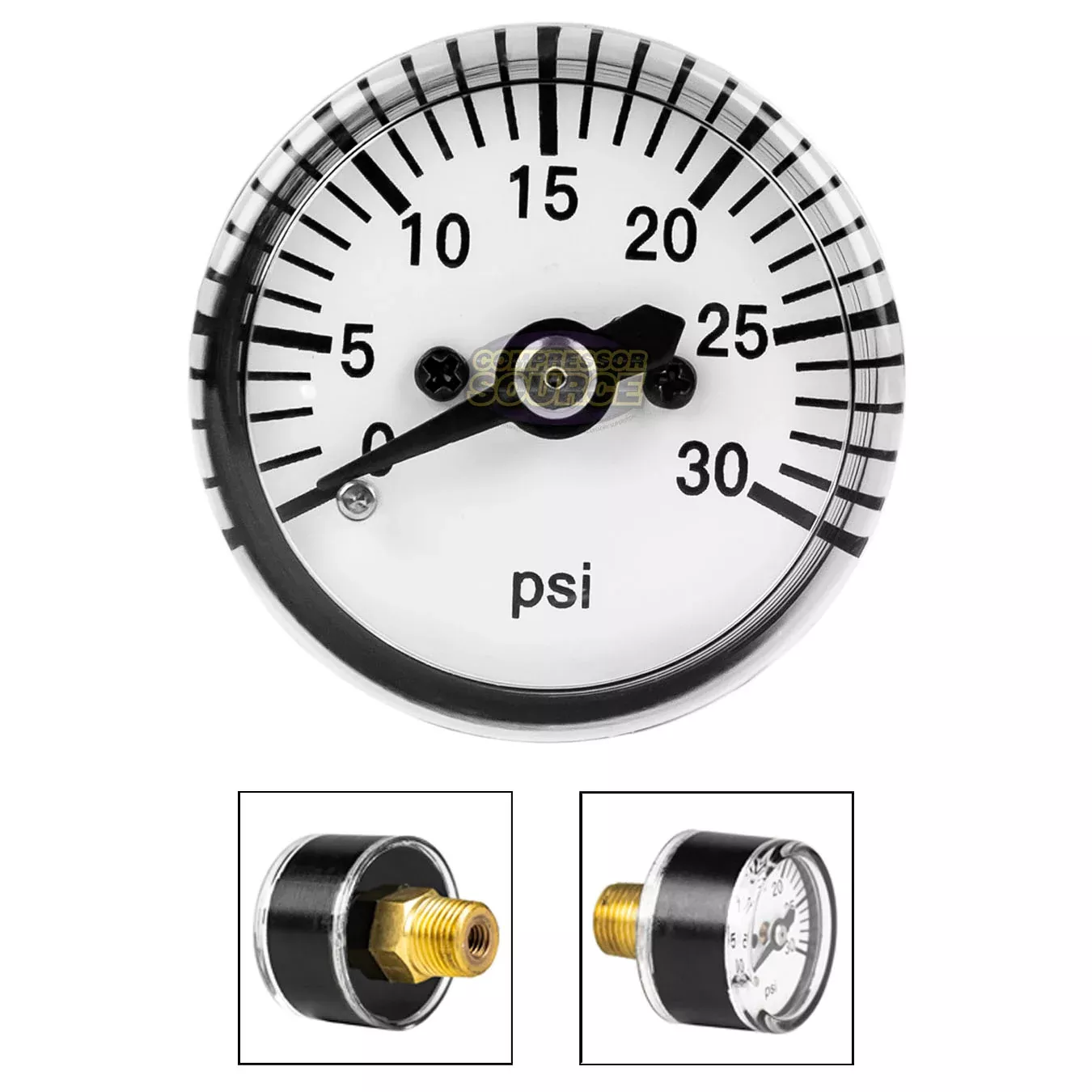 1/8" MNPT Mini Micro Air Pressure Gauge 0-30 PSI 1" Face CBM Center Ba