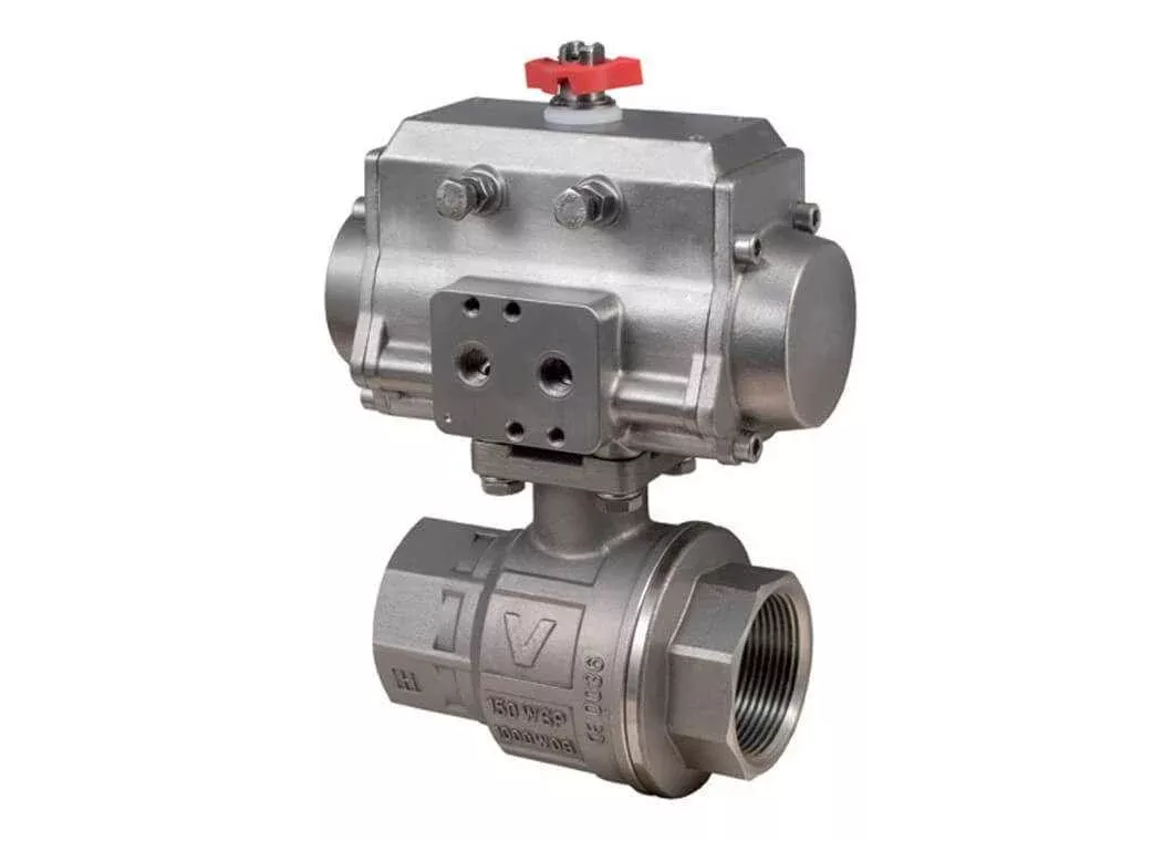 1" Bonomi 8P0134SS - 2-Way, Stainless Steel, Full Port, Ball Valve with Stainless Steel Spring Return Actuator