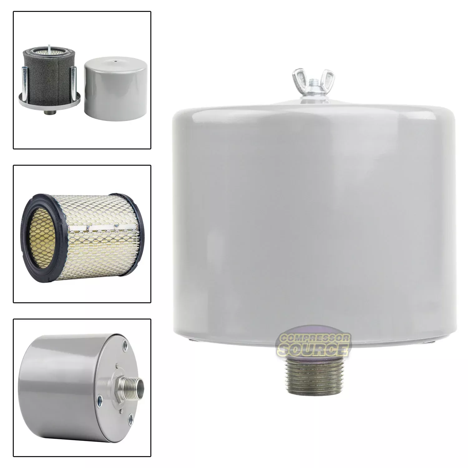 1" MNPT Metal Intake Filter / Silencer Housing with Element Made in US