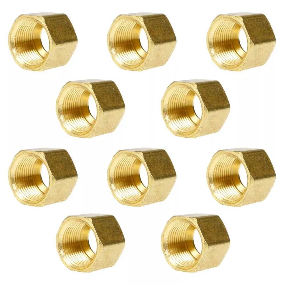 10 Pack 1/2" Compression Nut Hex Shape 11/16"-20 Thread Size Solid Bra