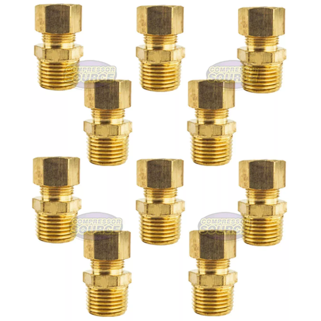 10 Pack 1/2 x 1/2" Male NPT Connector Brass Compression Fitting for 1/