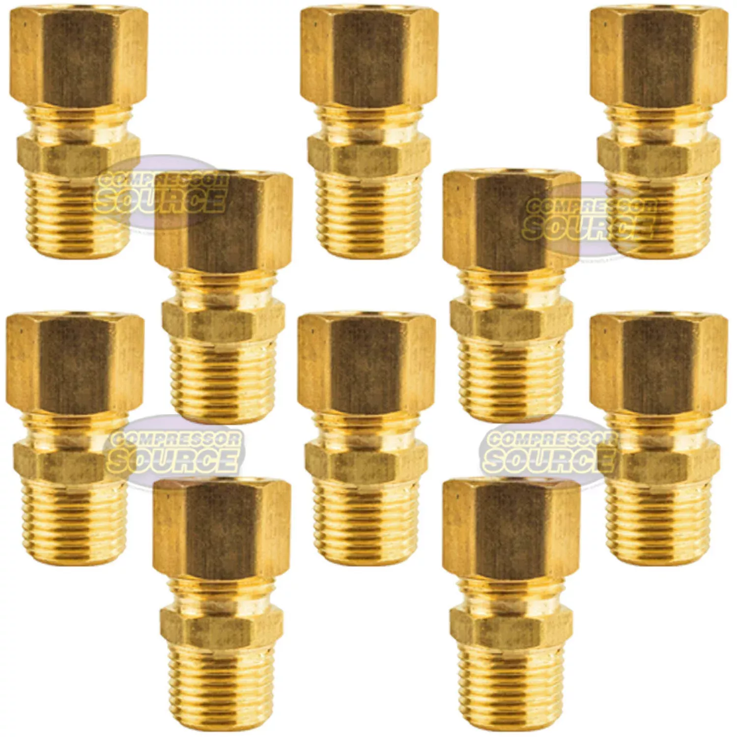 10 Pack 1/2" x 3/8" Male NPT Connector Brass Compression Fitting for 1