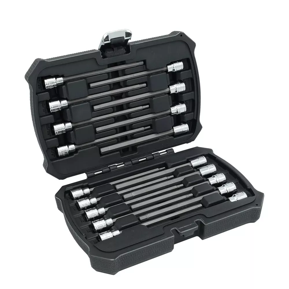 18-Piece 3/8”Drive 6-Inches Long Hex Bit Socket Set in Standard SAE & Metric Sizes (MP012020)