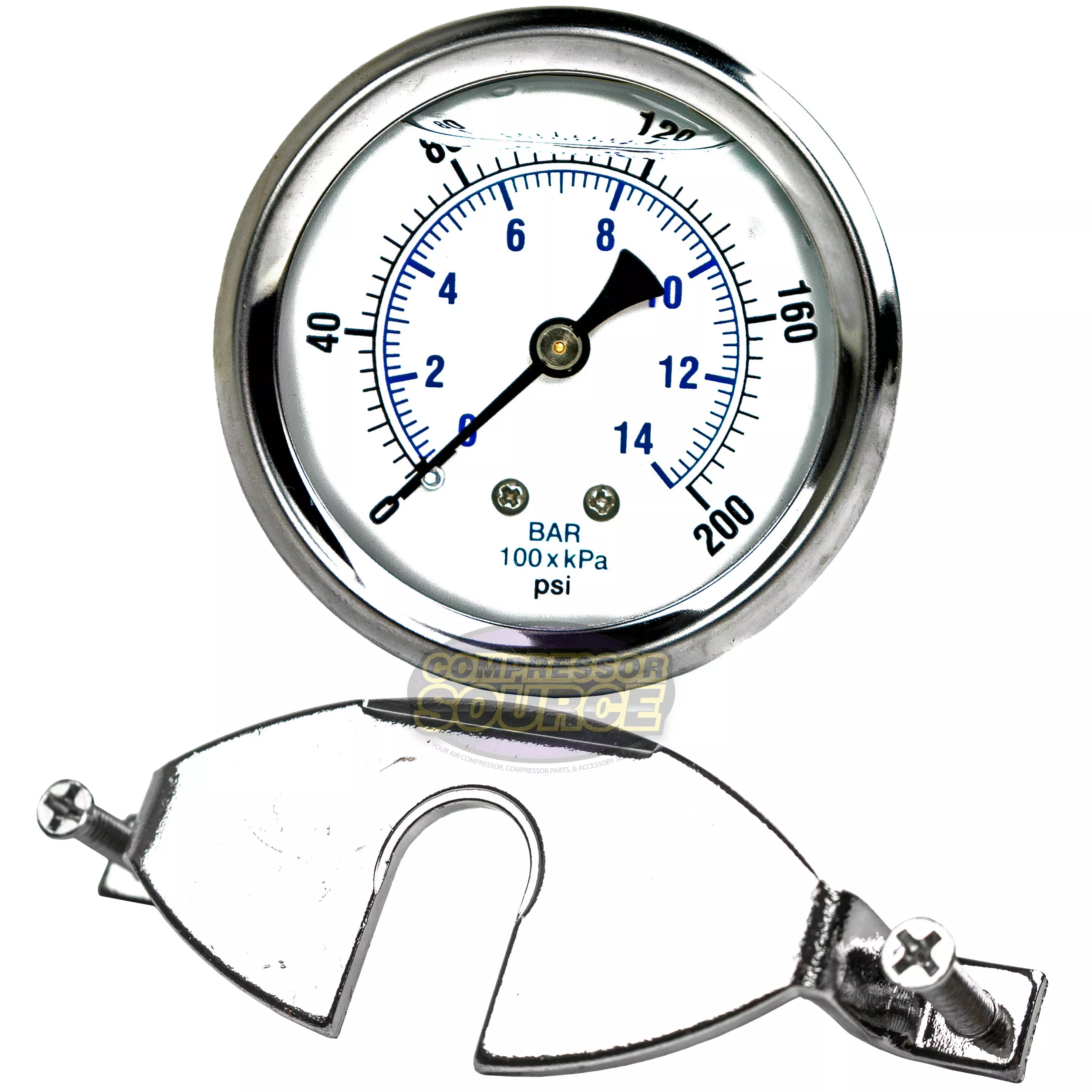 2.5" Face 1/4" NPT Pressure Gauge Mounting Bracket Filled Liquid Gauge