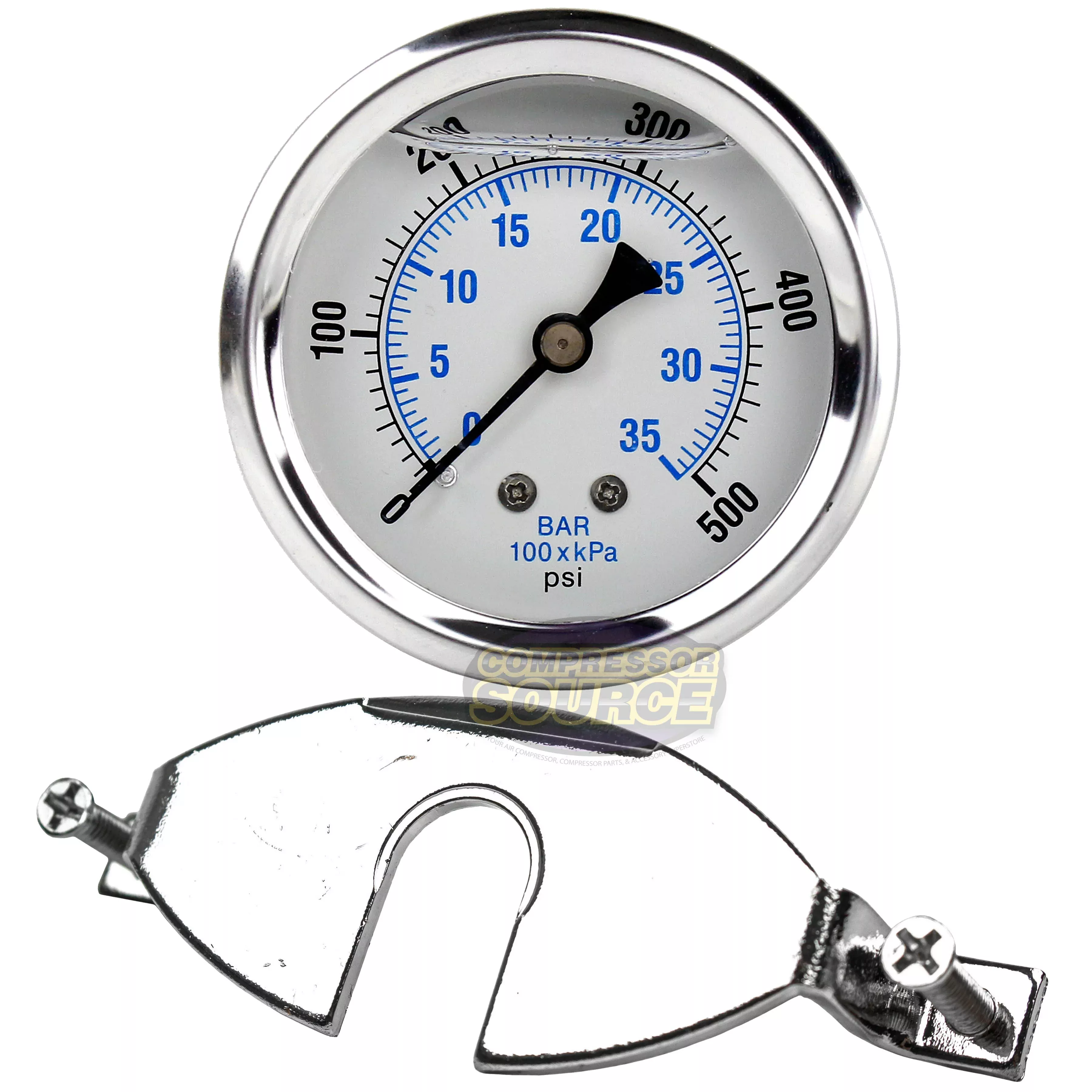 2.5" Face 1/4" NPT Pressure Gauge Mounting Bracket Liquid Gauge 500 PS