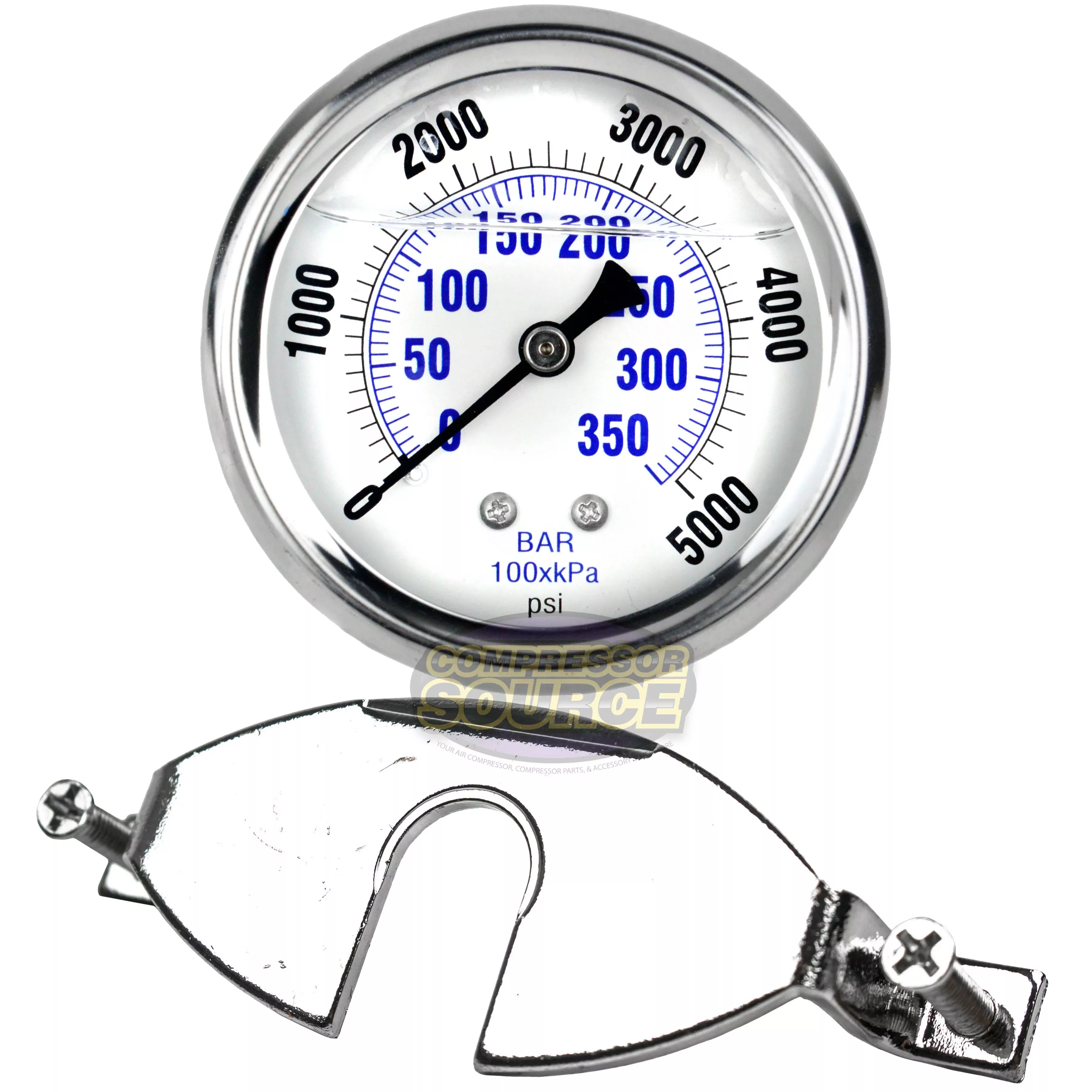 2.5" Face 1/4" NPT Pressure Gauge Mounting Bracket Liquid Gauge 5000 P