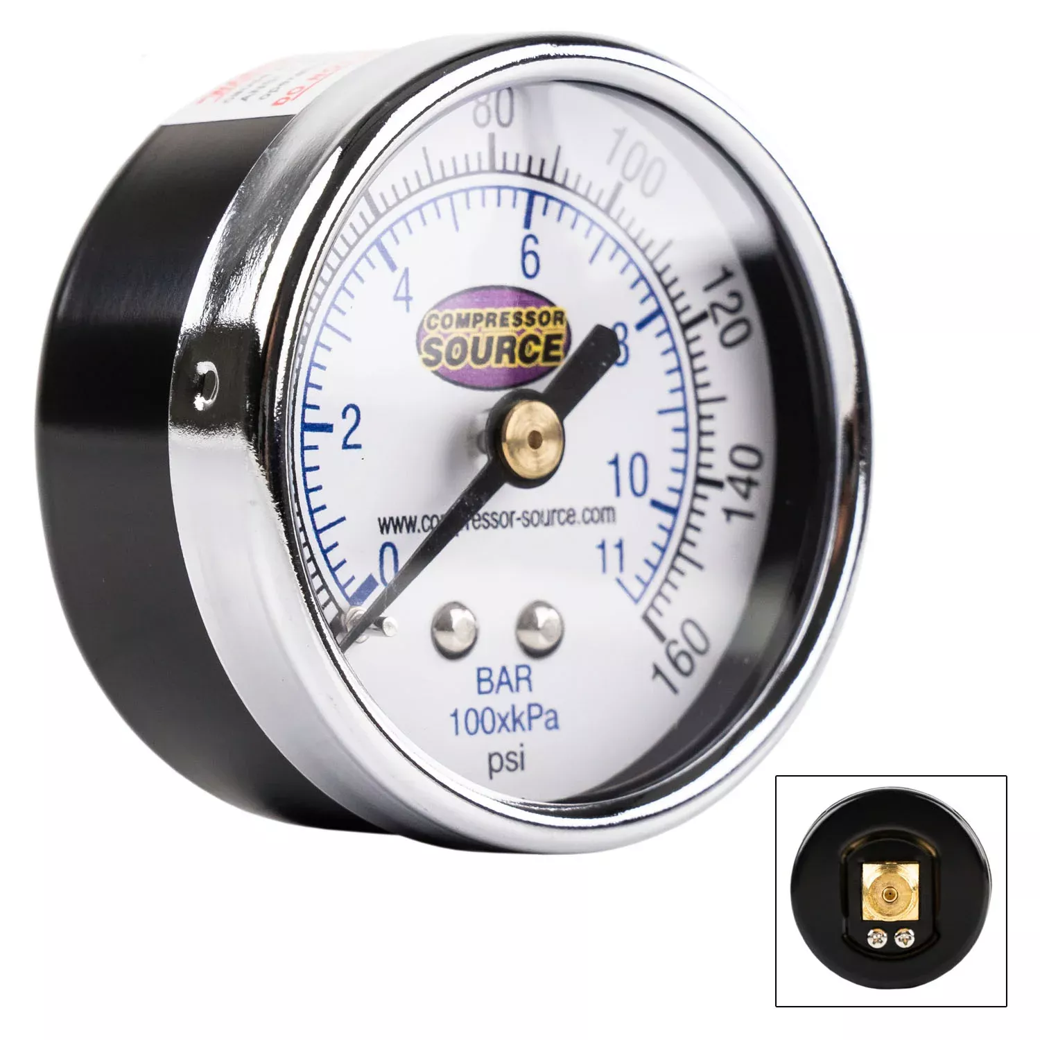 2" Face 0-160 PSI Pressure Gauge 1/4" NPT Lower Back Mount