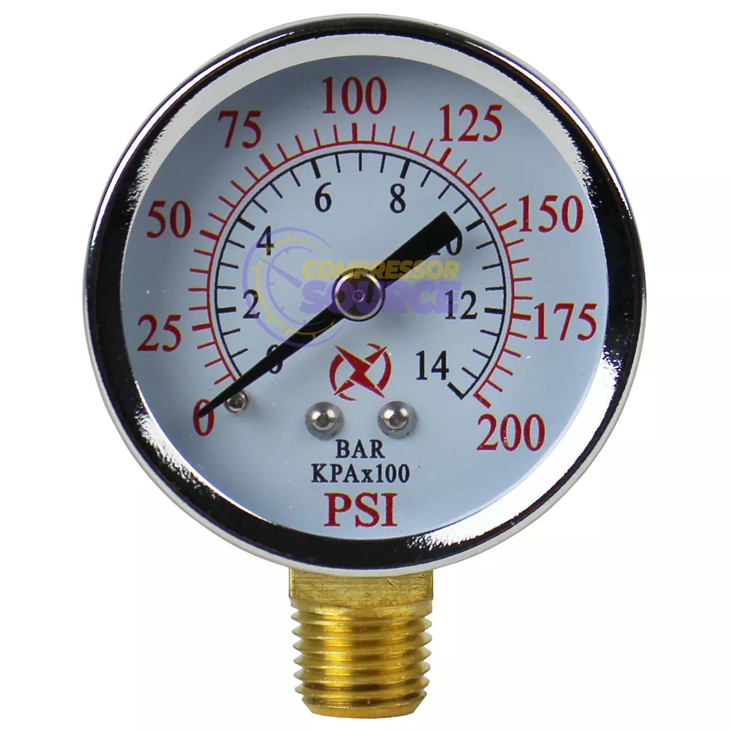 2" Face 0 - 200 PSI Pressure Gauge 1/4" NPT Side Mount