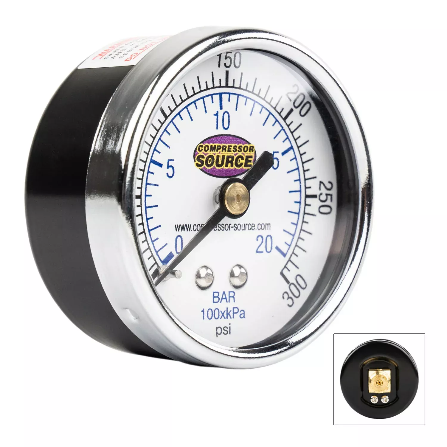 2" Face 0-300 PSI Pressure Gauge 1/4" NPT Center Back Mount