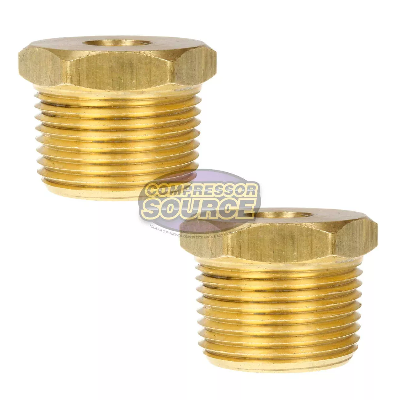2 Pack 1" x 1/4" Male NPTF x Female NPTF Hex Bushing Reducer Solid Bra