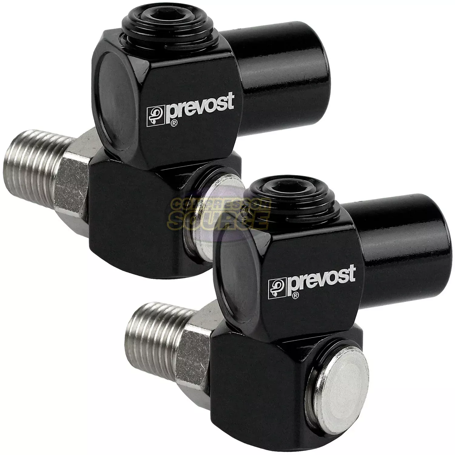 2 Prevost Universal 360 1/4" NPT Compressed Air Flow Tool Hose Connect