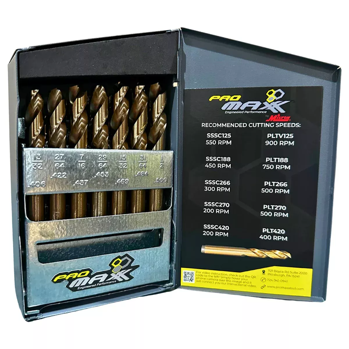 29 Piece Gold Drill Bit Master Set - 135 Degree Split Point, 1/16-1/2 x 64
