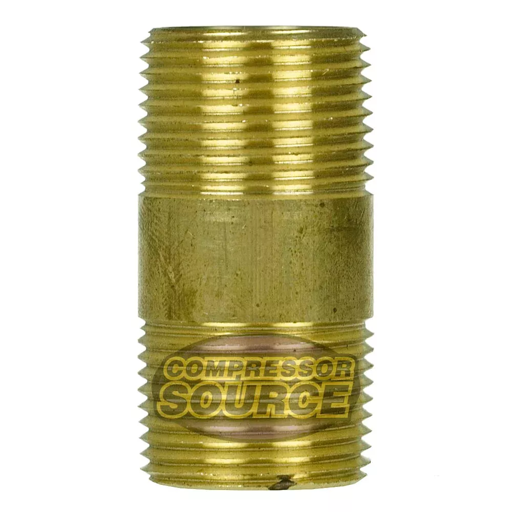 3/4" NPT x 2" Inch Long Solid Yellow Brass Nipple Extension 1200 PSI M