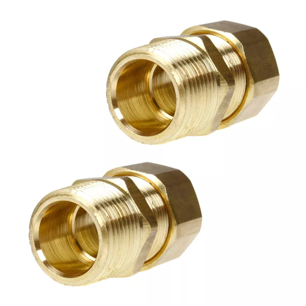 3/4" x 3/4" Tube OD x Male NPTF Compression Adapter Solid Brass Fittin