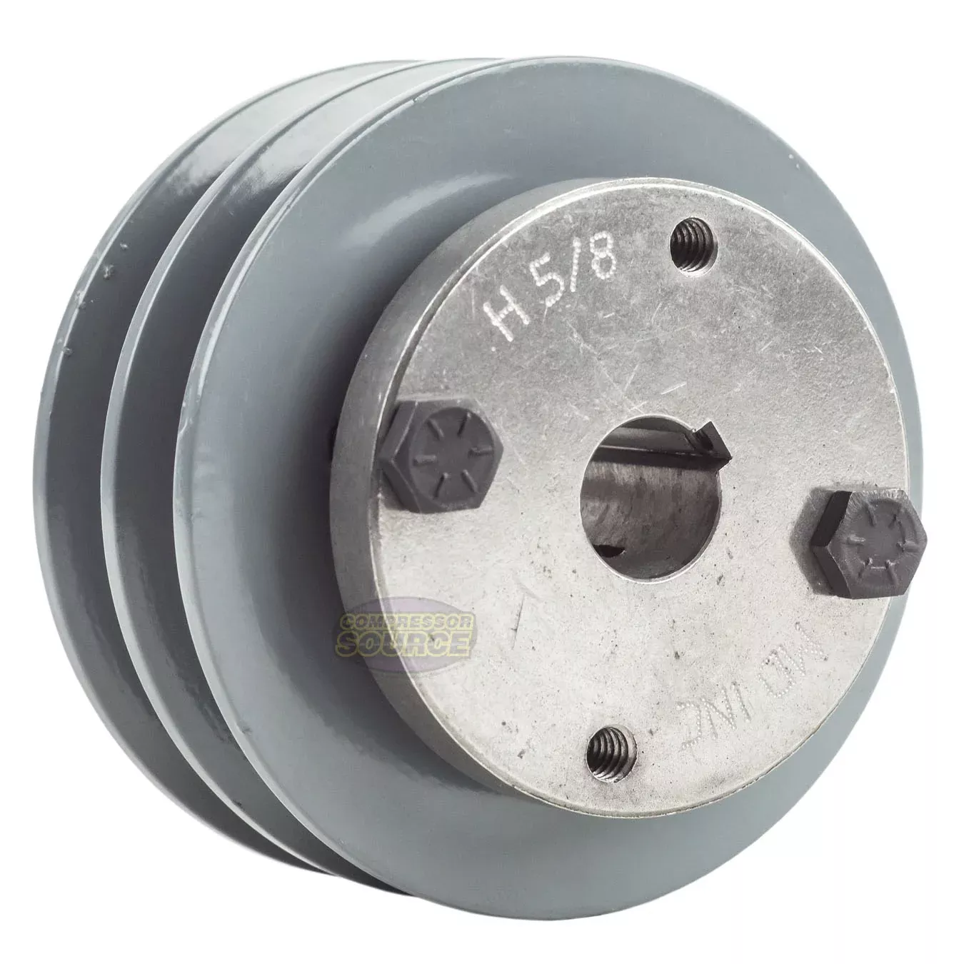 3.5" Double Groove A Section 4L Sheave with 5/8" (0.625") H-Style Spli
