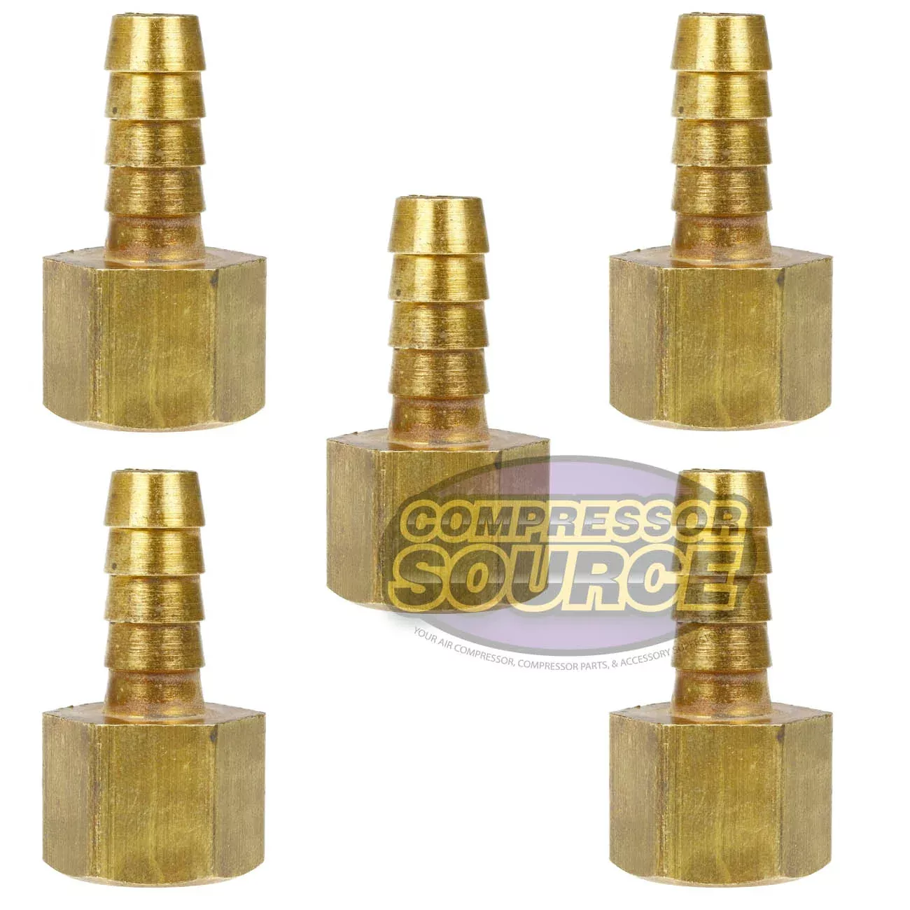 3/8" x 3/8" Hose Barb x Female Adapter 5 Pack Solid Brass Connector 22
