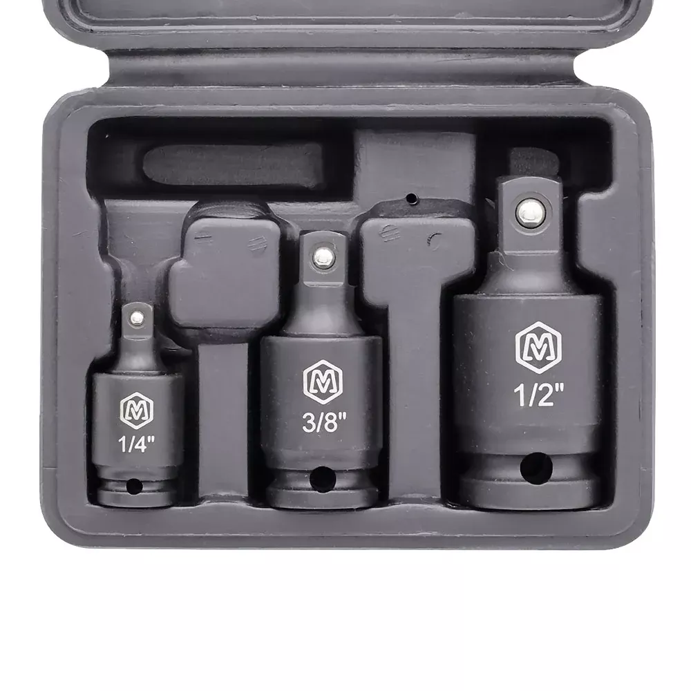3-Piece Impact Grade Universal Joint Pin-Free Locking Swivel Socket Adapter Set (MP005026)