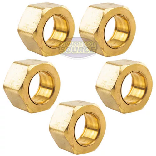 5 Pack 1/2" Compression Nut & Ferrule Combo for 1/2" OD Tube Brass Sle