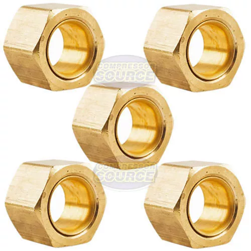 5 Pack 3/8" Compression Nut & Ferrule Combo for 3/8" OD Tube Brass Sle
