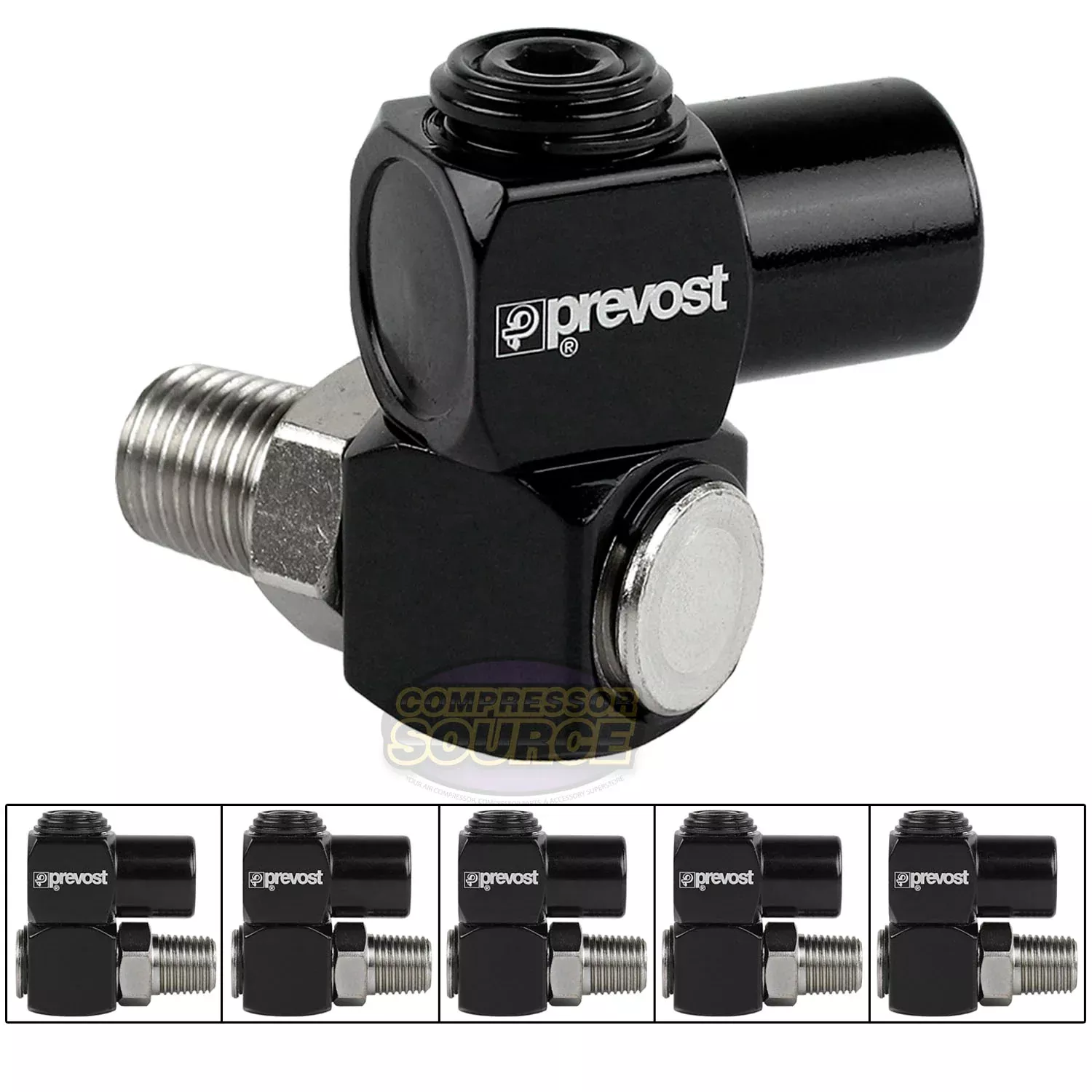 5 Prevost Universal 360 1/4" NPT Compressed Air Flow Tool Hose Connect
