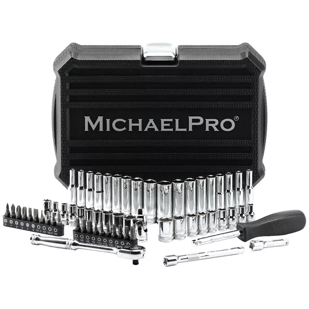 62-Piece 1/4" Drive 90 Tooth SAE/Metric Socket Set (MP005059)
