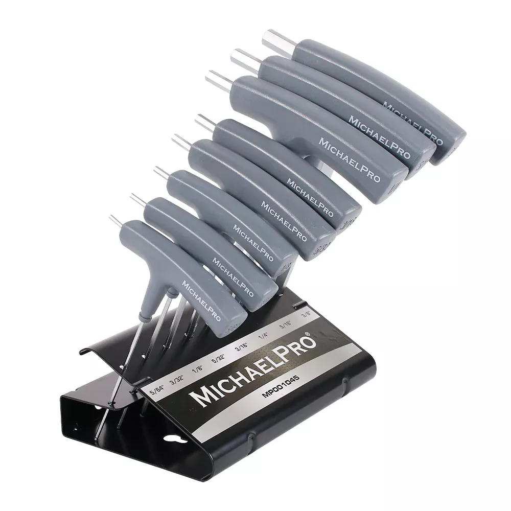 8-Piece Two-Way T-Handle Allen Wrench Set in Standard SAE Sizes with Storage Stand (MP001045)
