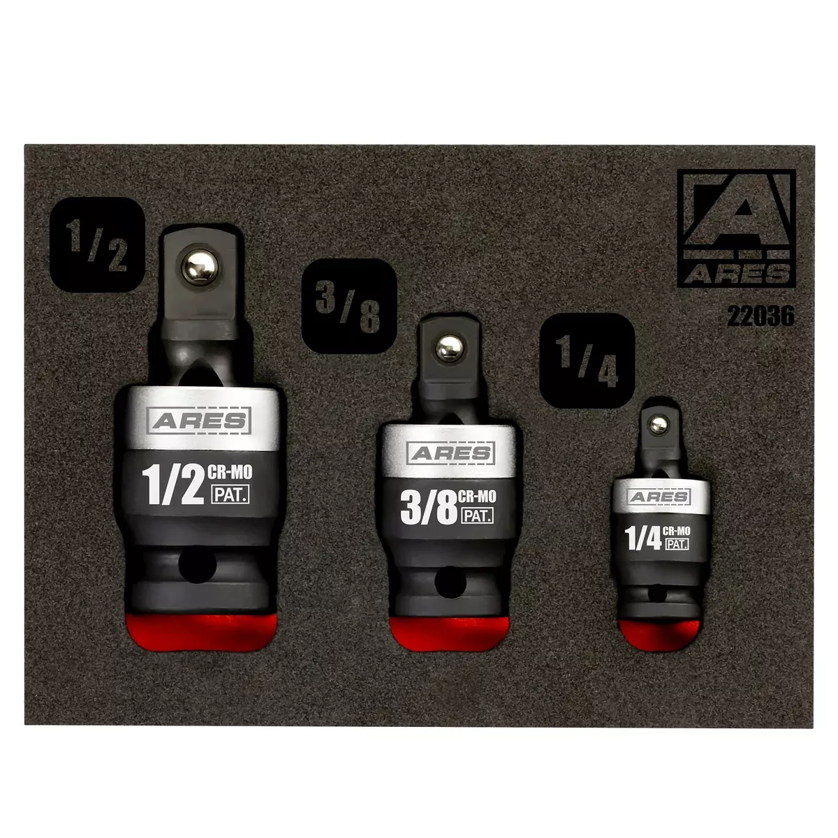 ARES 22036 - 3-Piece Slim Profile Impact Universal Joint Set