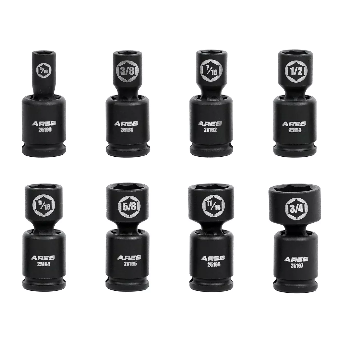ARES 25159 - 8-Piece SAE Pinless Universal Swivel Impact Socket Set