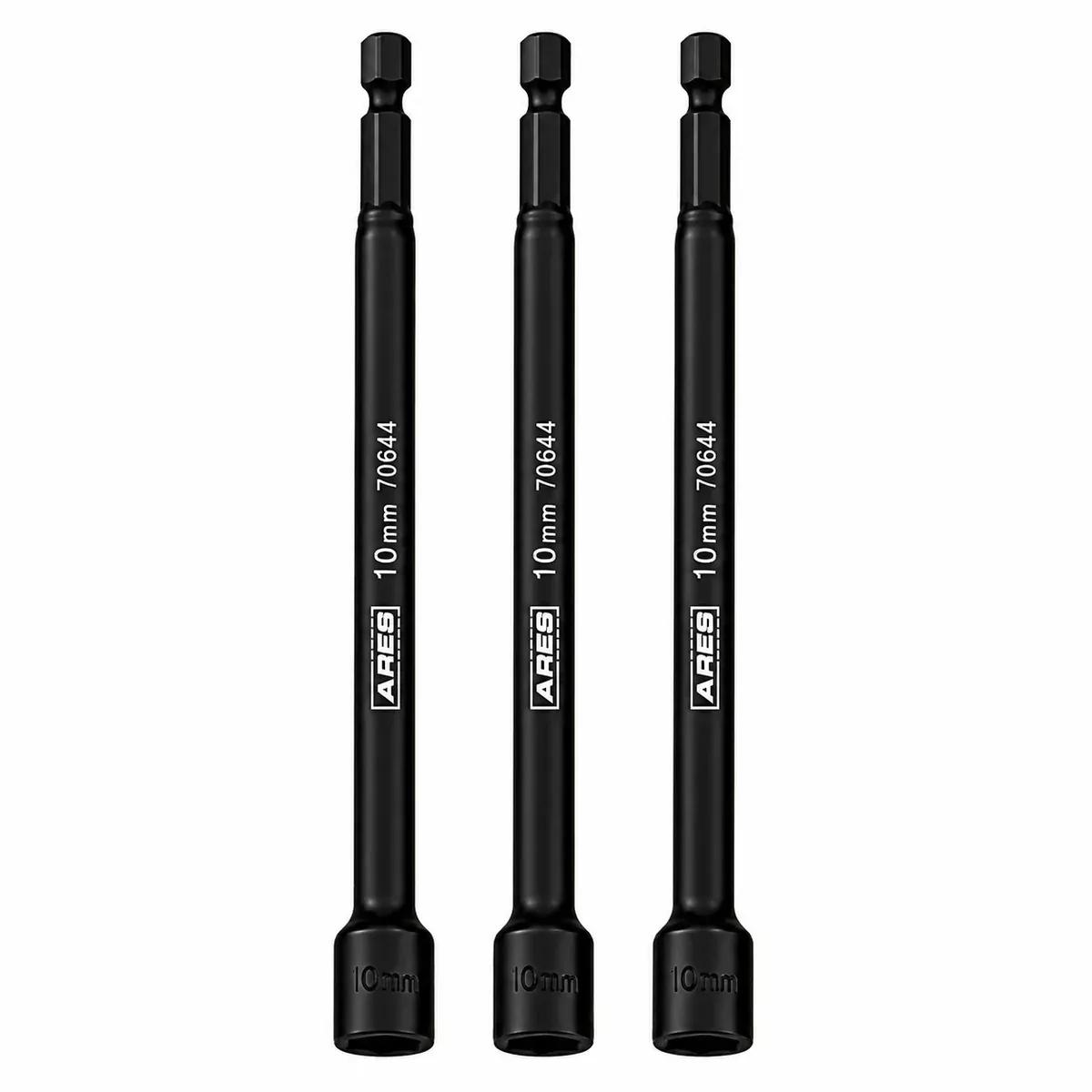 ARES 27006 - 3-Piece 10mm Magnetic Impact 6-Inch Nut Driver Bit Set
