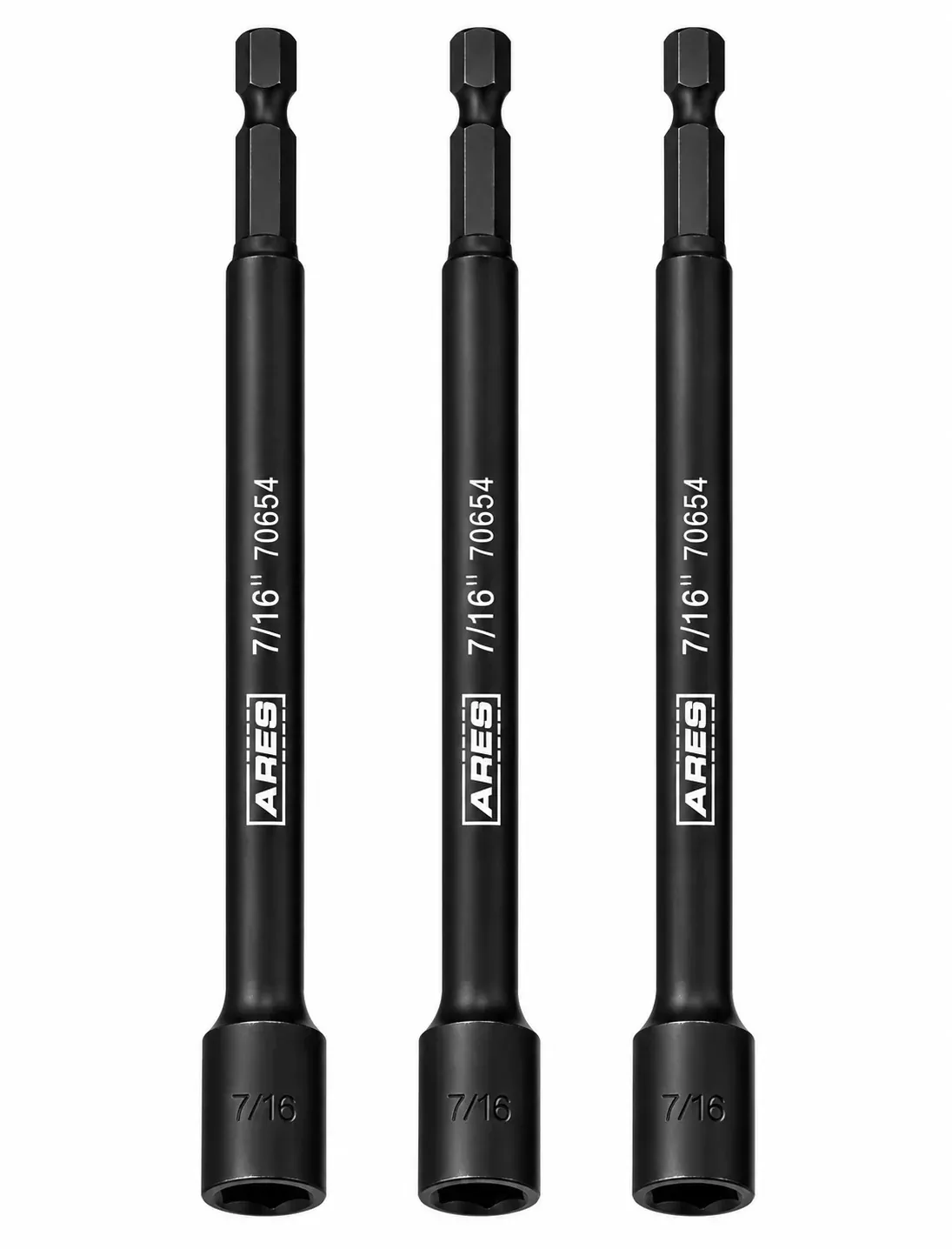 ARES 27010 - 3-Piece 7/16-Inch Magnetic Impact 6-Inch Nut Driver Bit Set