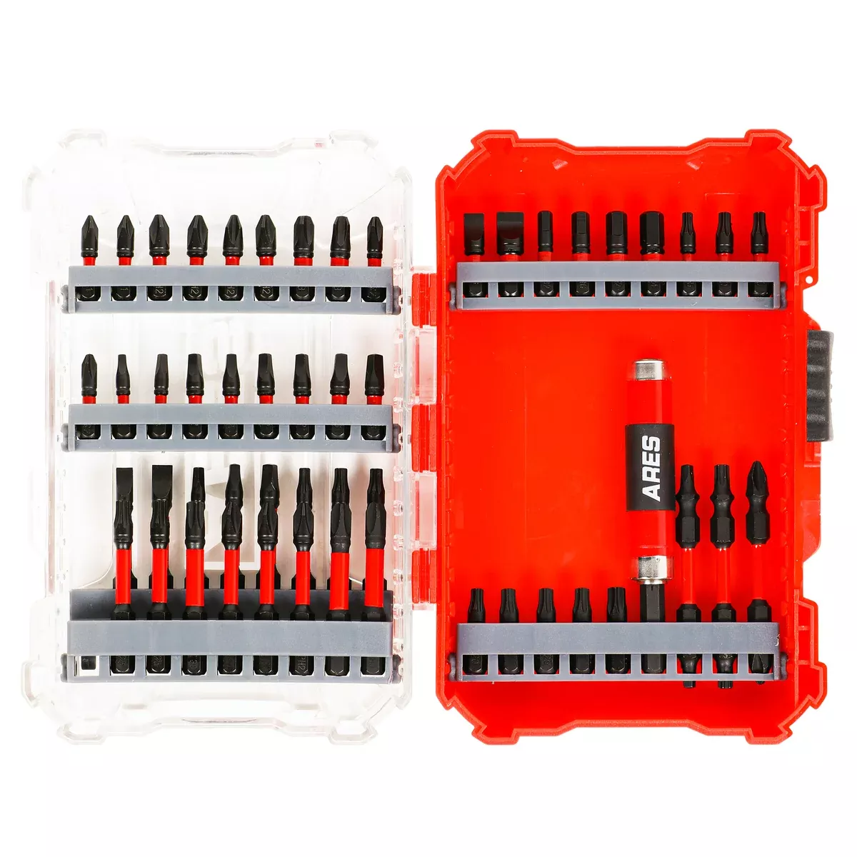 ARES 31022 - 52-Piece Torsion Power Bit Set with Sliding Bit Holder