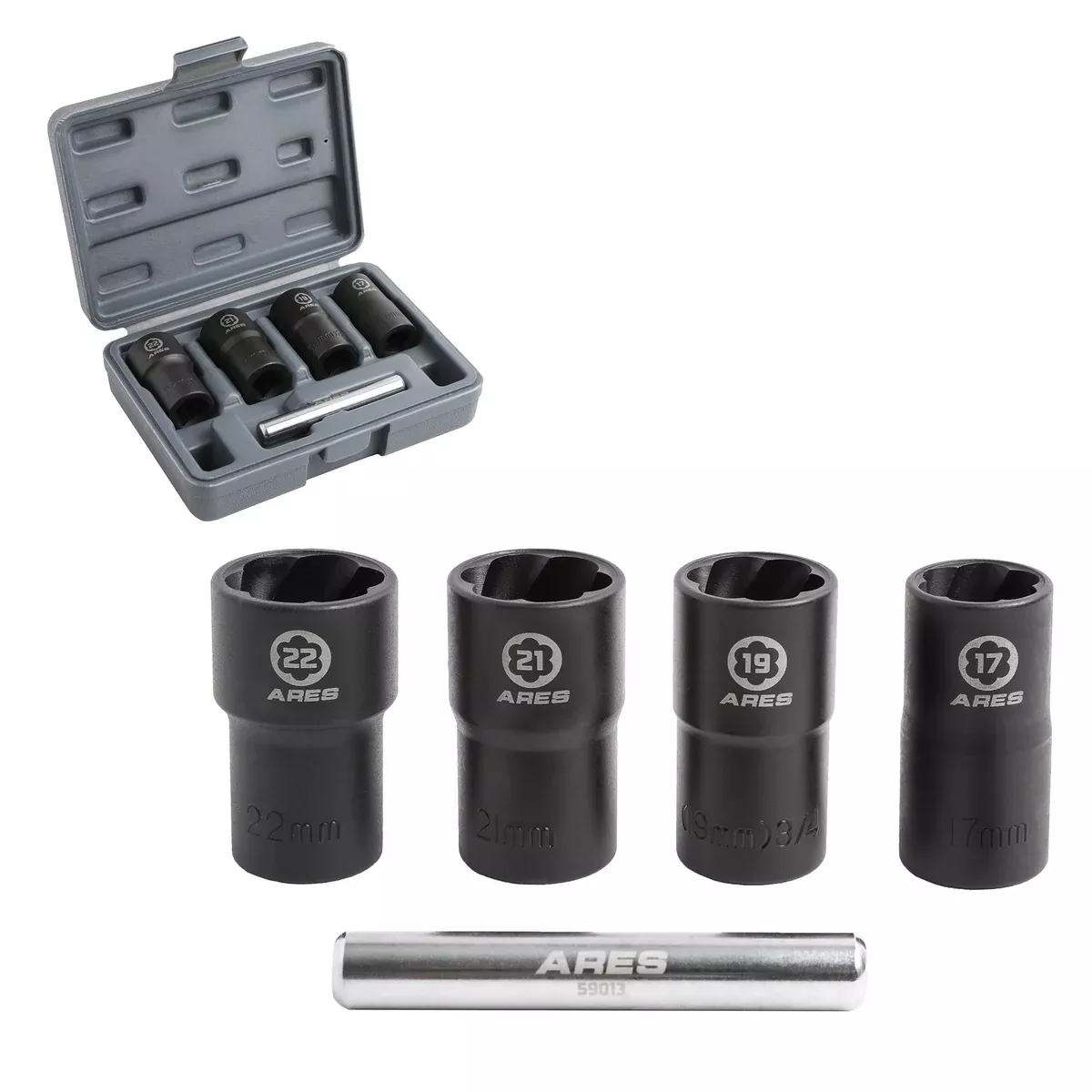 ARES 59013 - 5-Piece Twist Lug Nut Socket Set