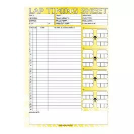 BG Racing Lap Timing Sheets
